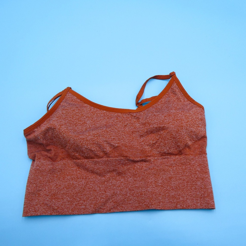 PINK Active Sports Bra Women Large Seamless Lightly Lined Orange Space Dye Marl